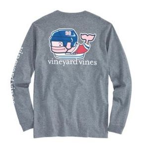 Men's Gray Long-sleeve Hockey Whale Pocket T-shirt